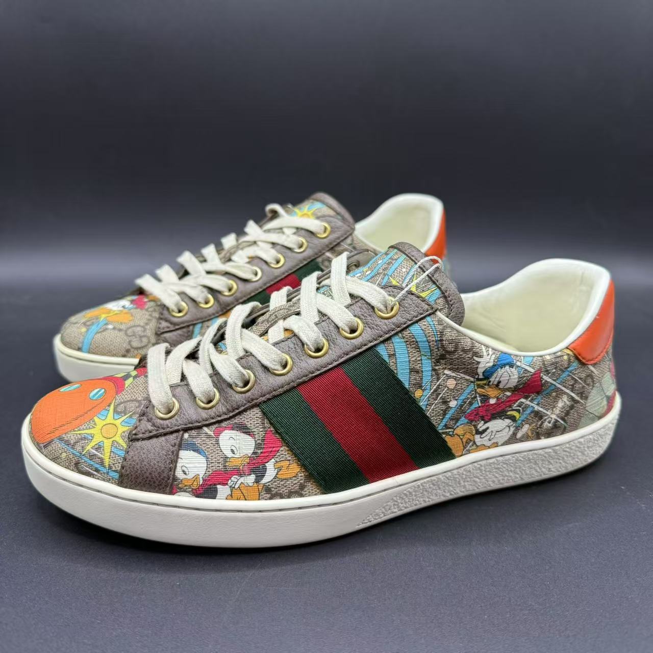 95新 GUCCI/古驰 男士迪士尼联名花卉休闲板鞋39.5码 ca514t