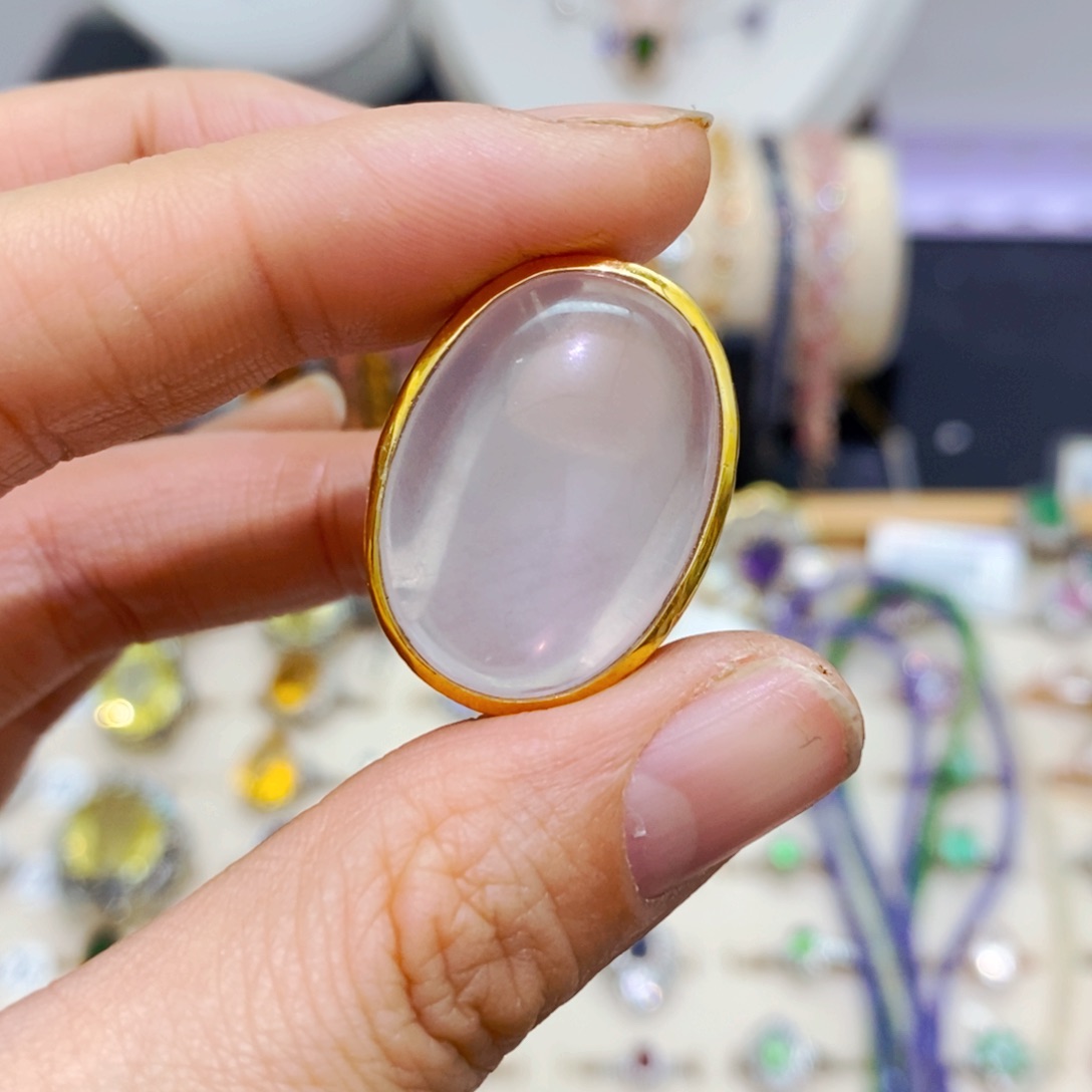 水晶戒指银S925镶嵌爱***瘩戒指