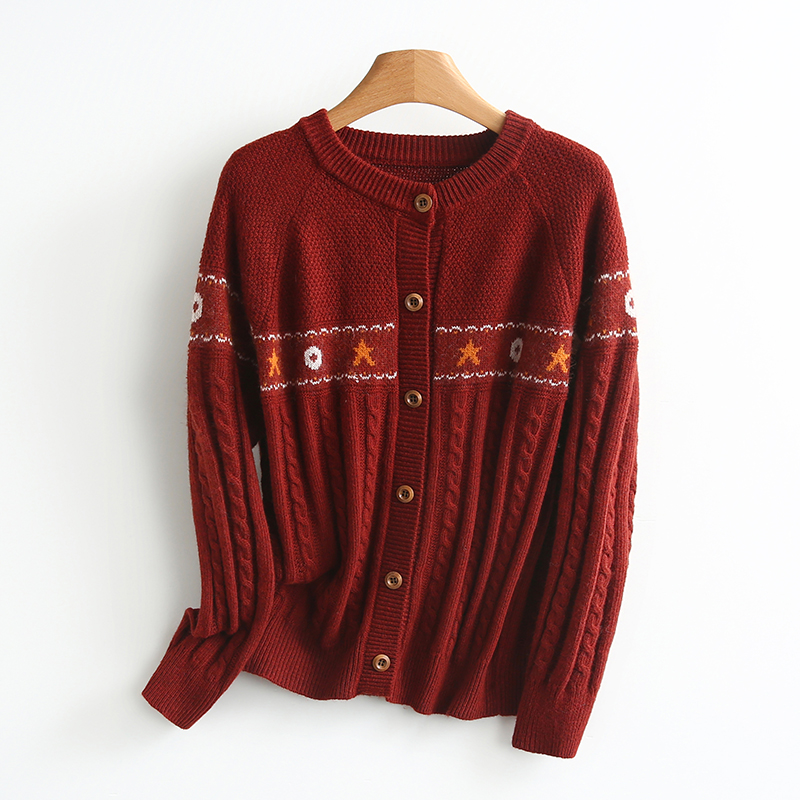 【开播福利】拼色圆领宽松针织开衫#UPY48C020