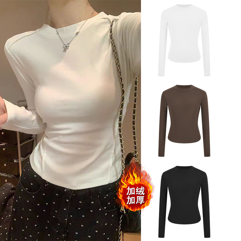 Moses Queen/魔西女王加绒加厚半高领保暖打底衫修身显瘦秋冬上衣