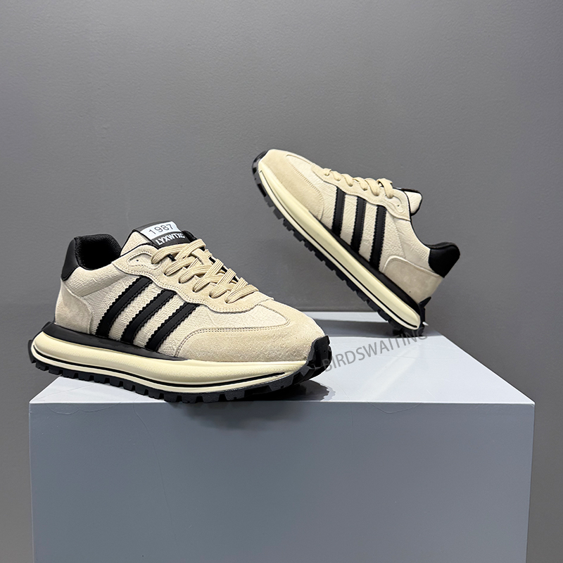 男鞋秋季款2025新款真皮运动休闲鞋男士潮流百搭厚底增高鞋阿甘鞋