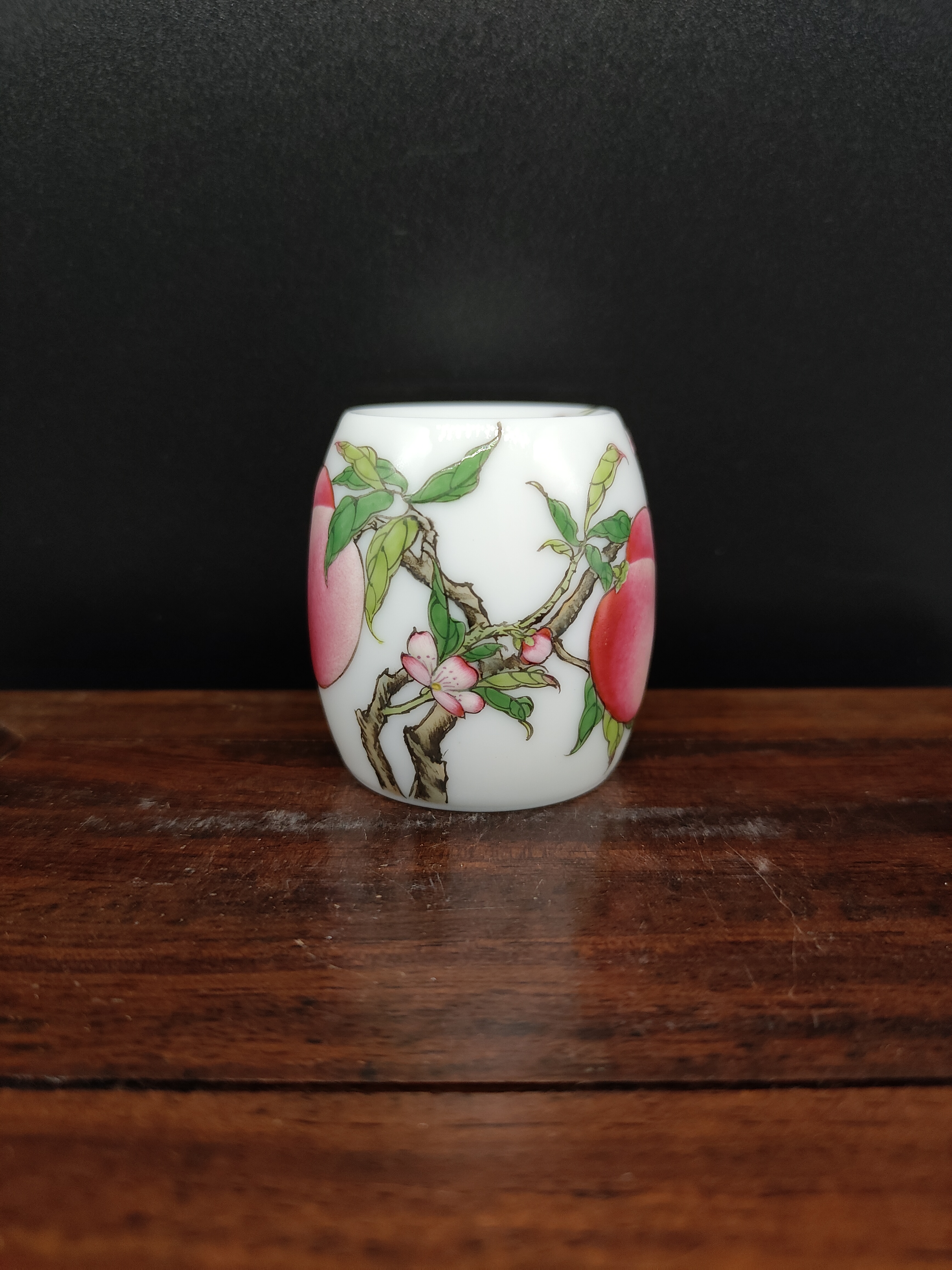 粉彩九桃陶瓷盖置盖托家用功夫茶具配件茶桌小摆件