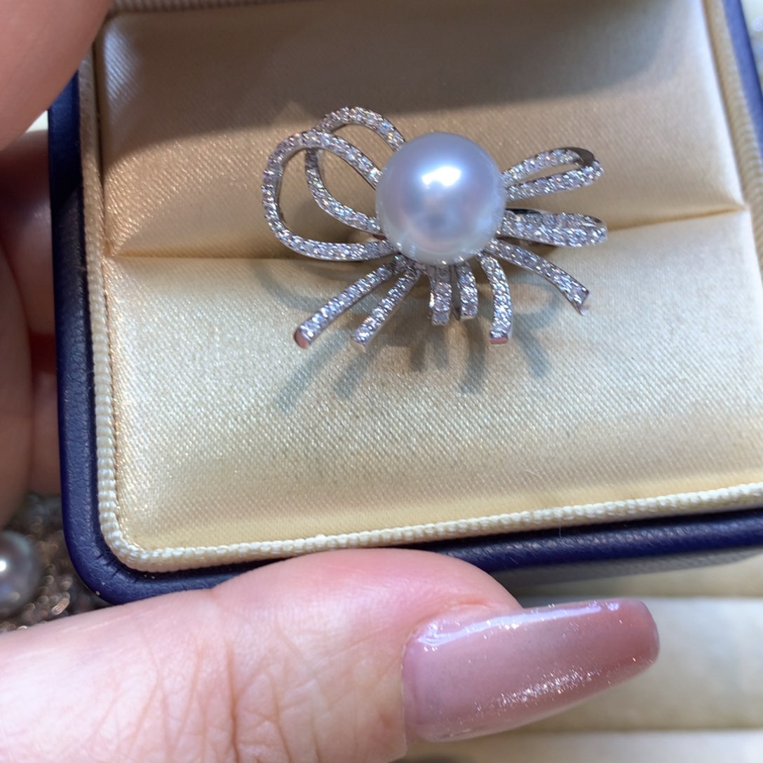 银S925镶嵌戒指海水珍珠