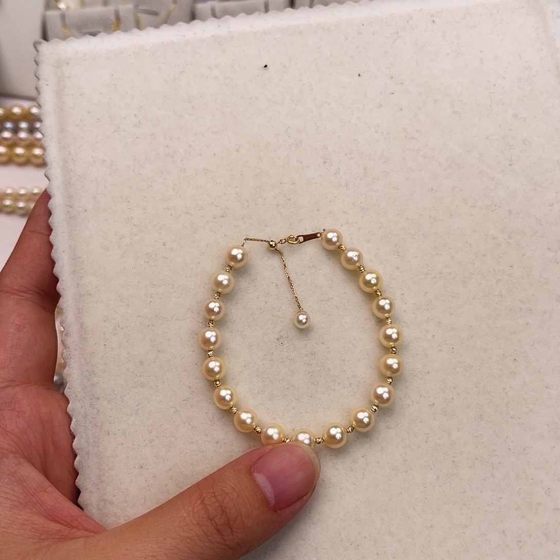 手绳海水珍珠18K金镶嵌