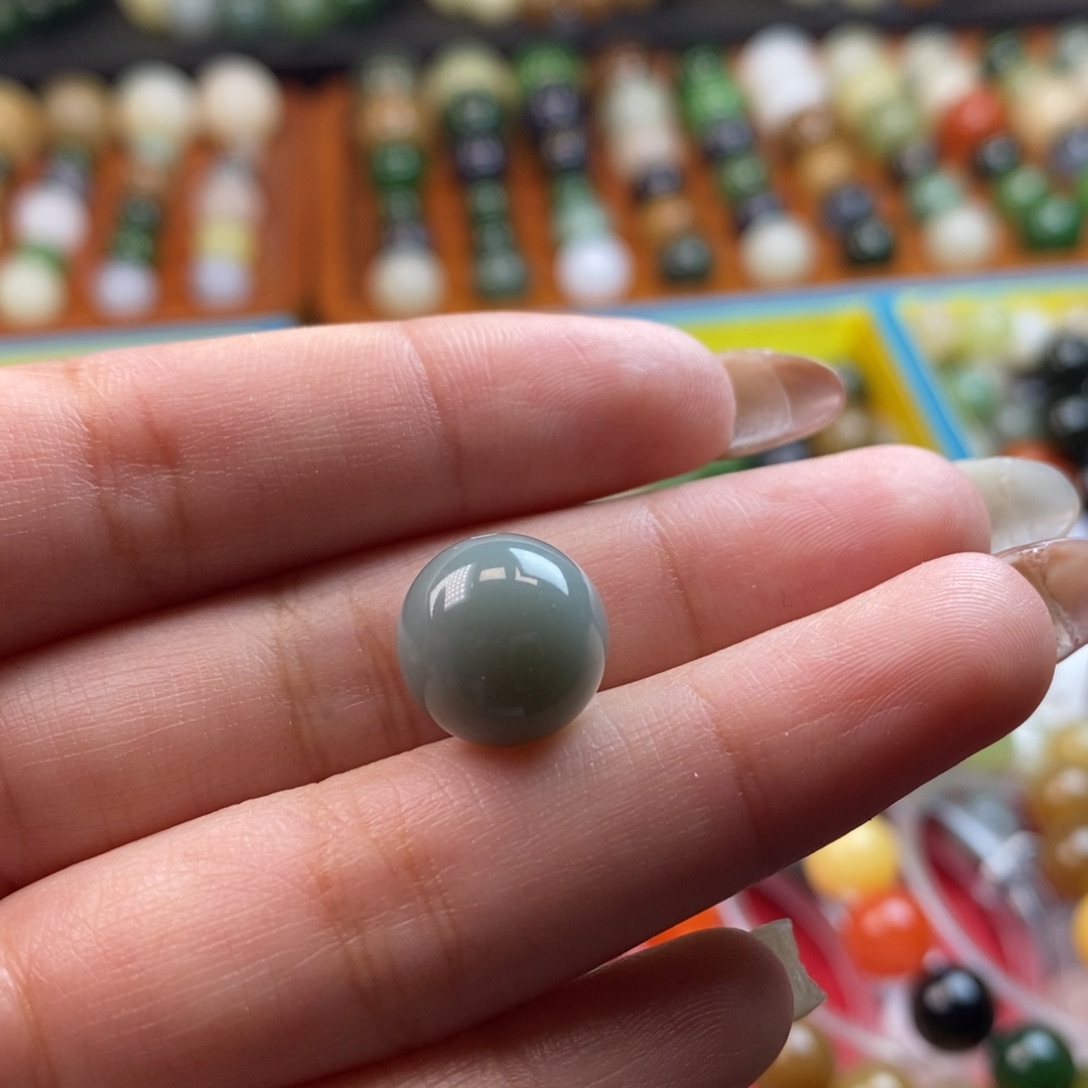 和田玉未镶嵌手串福利瓷蓝单珠z12