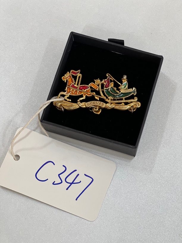 95新 Hermes/爱马仕 夏七中古/Hermes 胸针c347