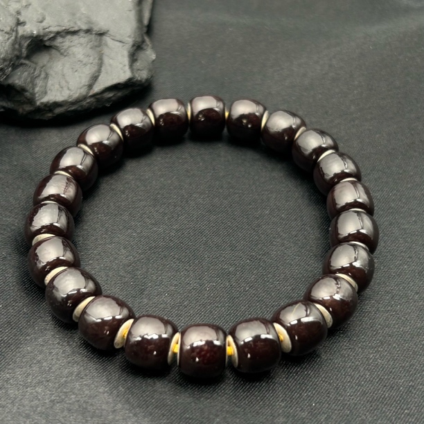 足银珐琅银制品 刘爷专属 足银咖色变奶白赵公明老型手串 活动