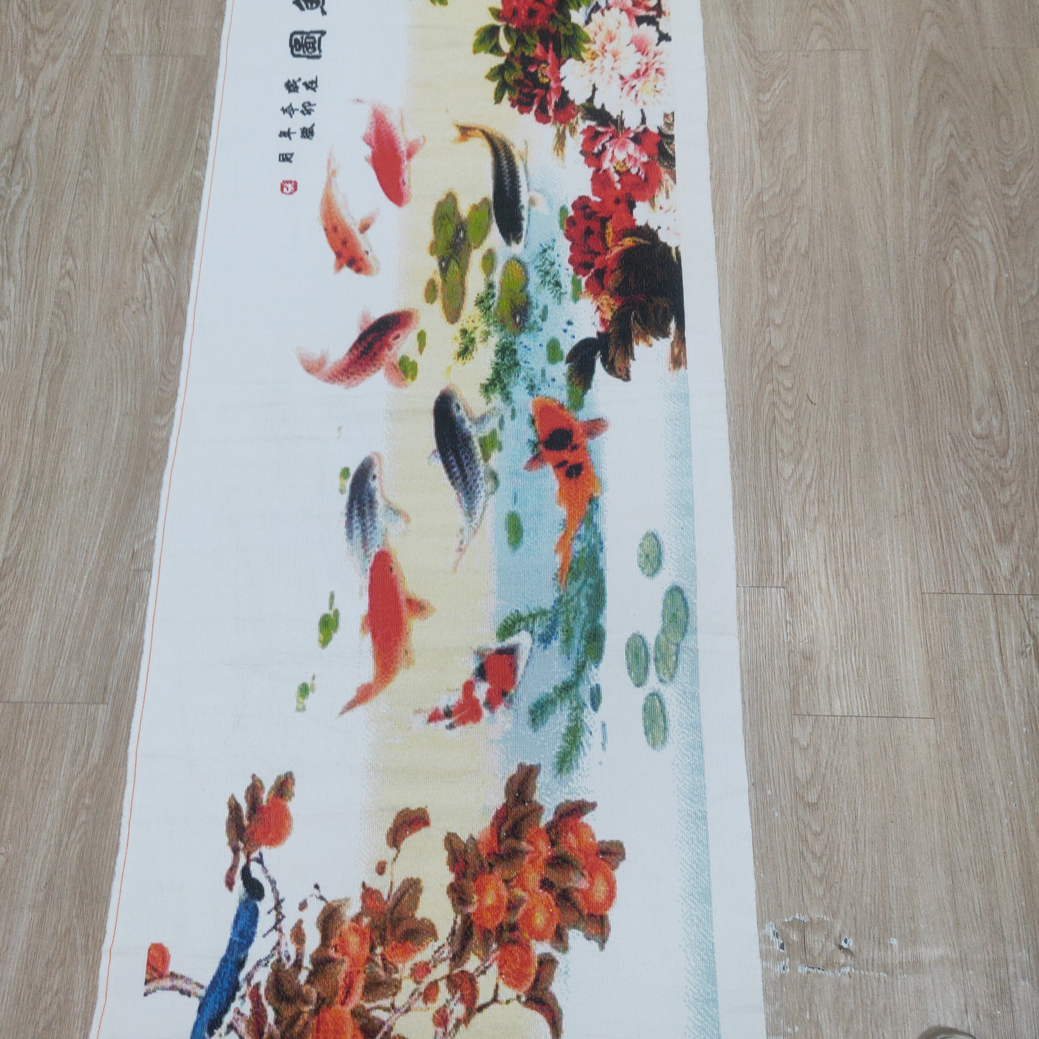 九鱼图十字绣成品