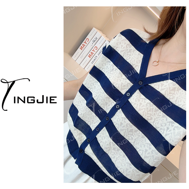 【高配亚麻】【钩花重工系列】【撤柜款】B2880夏季短袖针织上衣