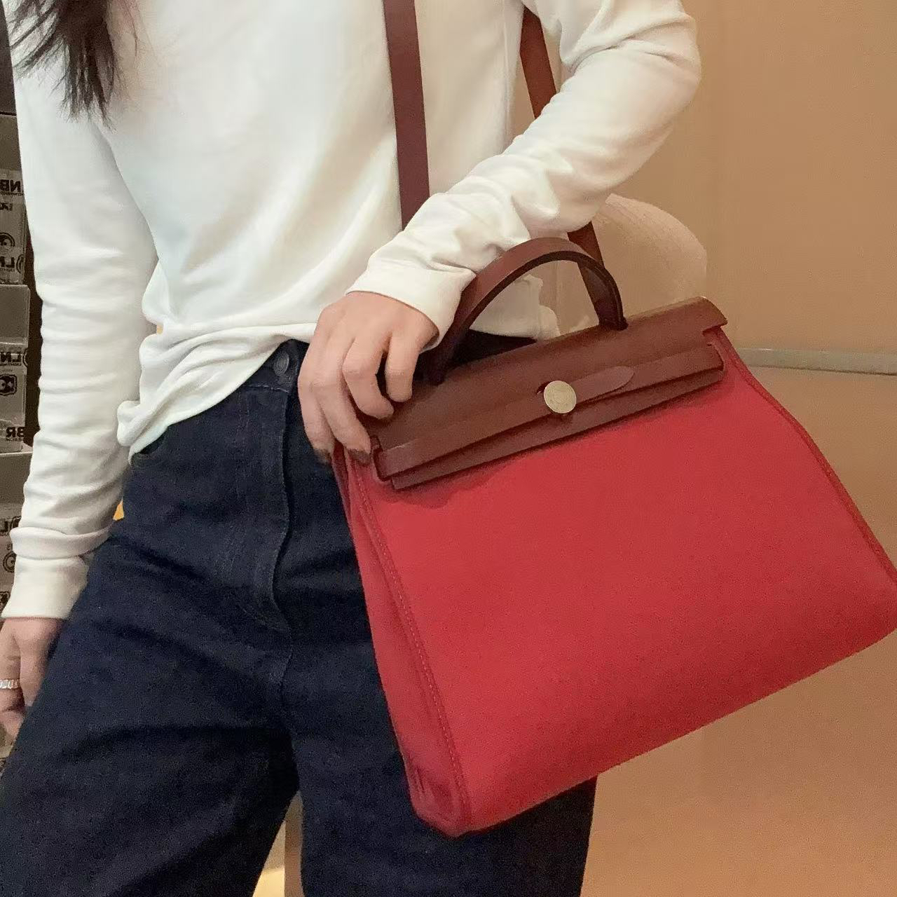 95新 Hermes/爱马仕 【蕾】 33 0284 红色her bag 单肩包