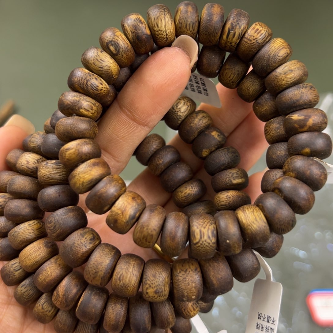 沉香手串张勺子算盘珠卡1.2/14g单圈多样性发一