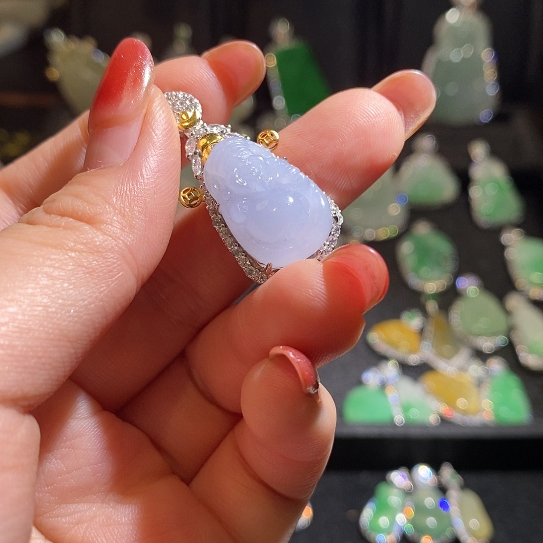 颈饰银S925镶嵌翡翠琳**贝天然翡翠