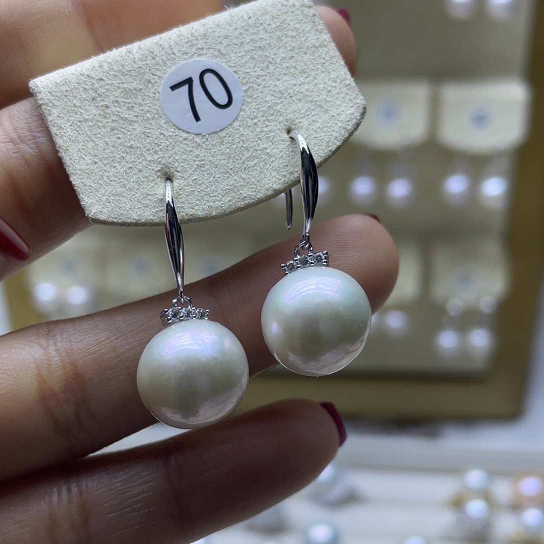 淡水珍珠耳饰银S925镶嵌