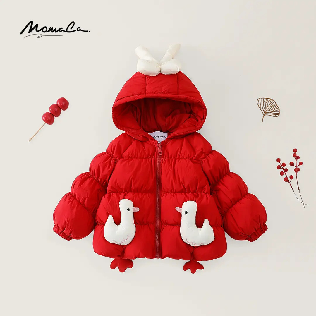 MOMOCO冬季新款女童甜美小鸭子可爱棉服保暖外套77830101021