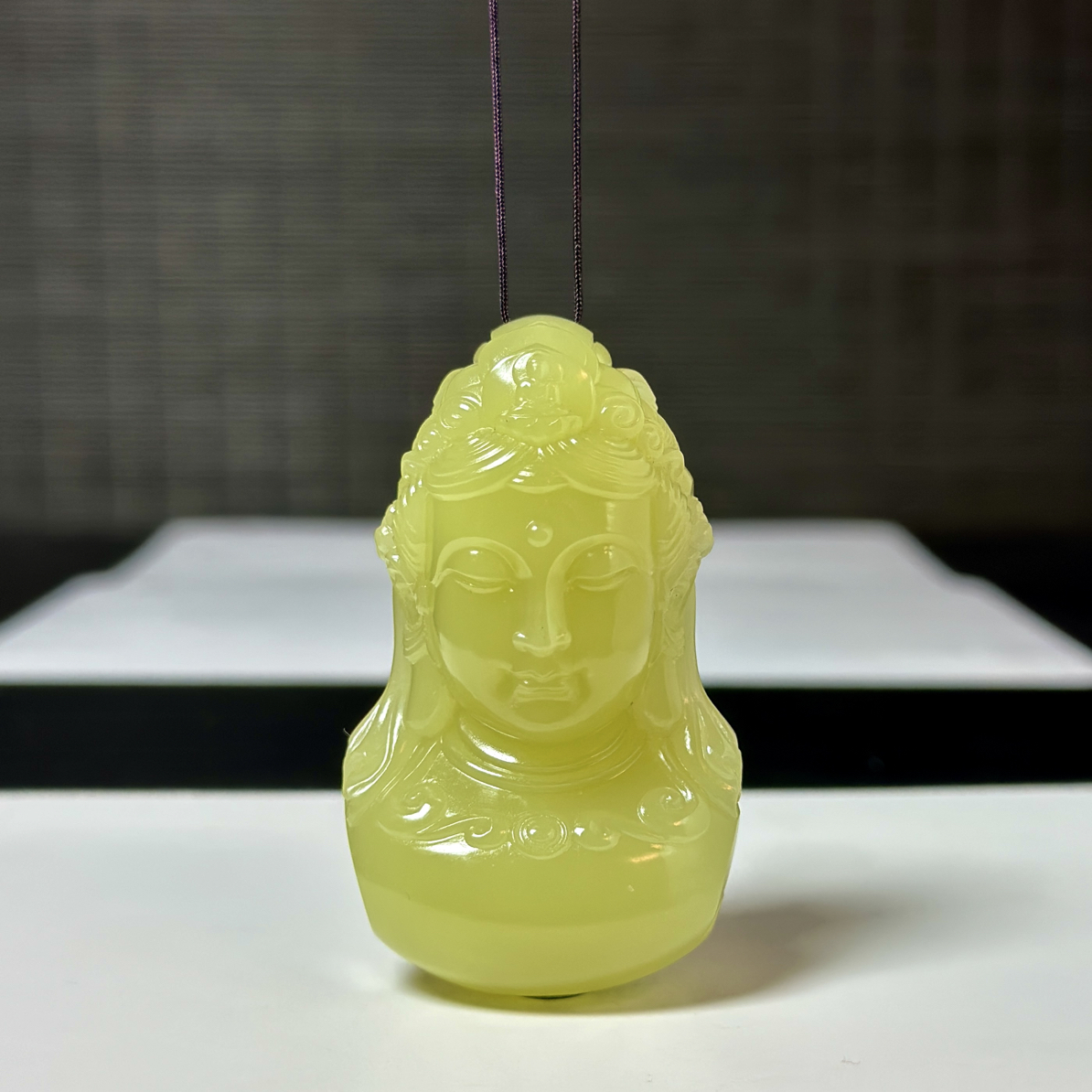 【青海料】黄口料黄玉鸡油黄立体圆雕苏工观音佛造像