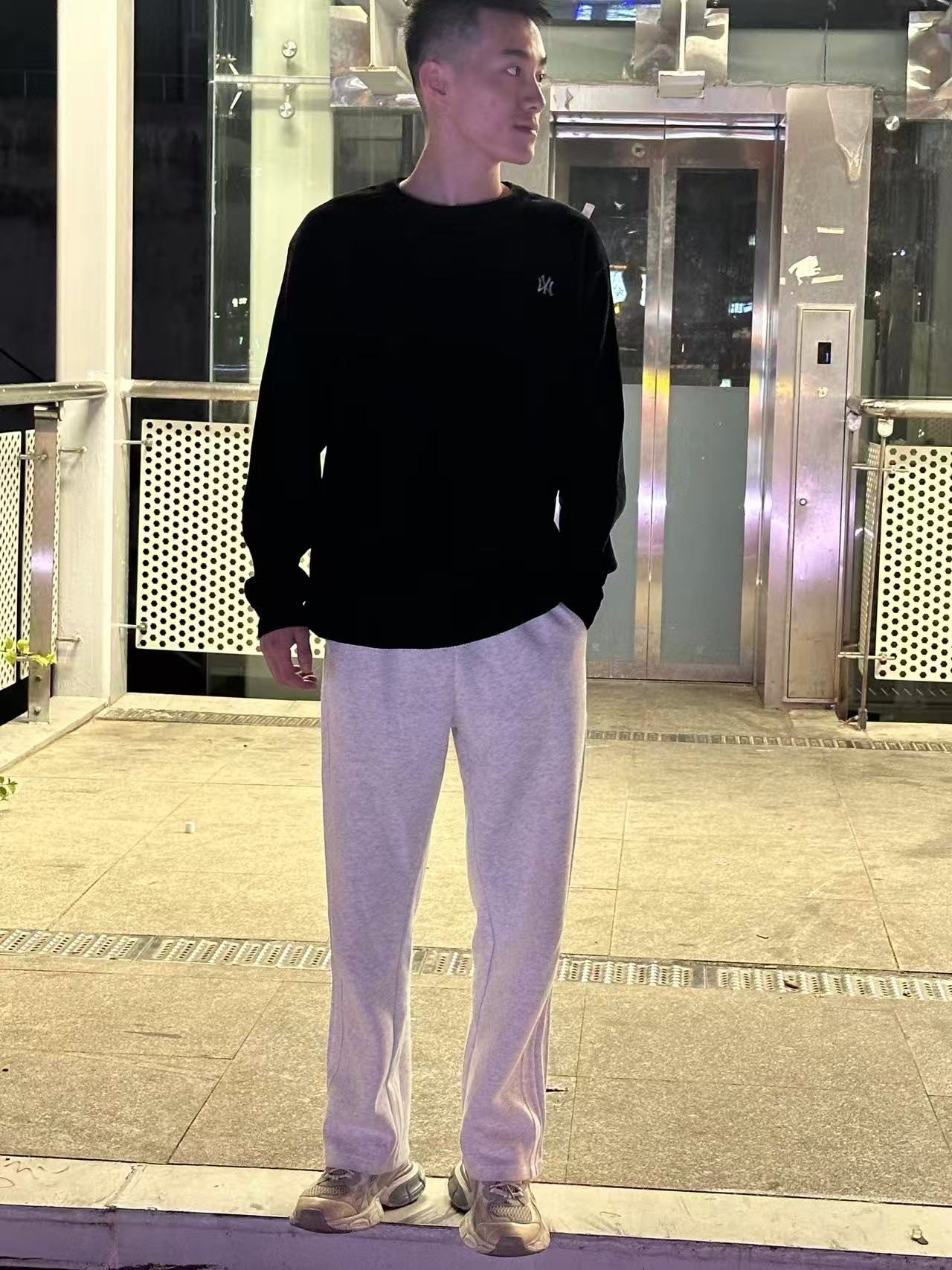保暖长袖圆领压胶秋冬厚款卫衣套装时尚运动情侣上衣百搭宽松潮流