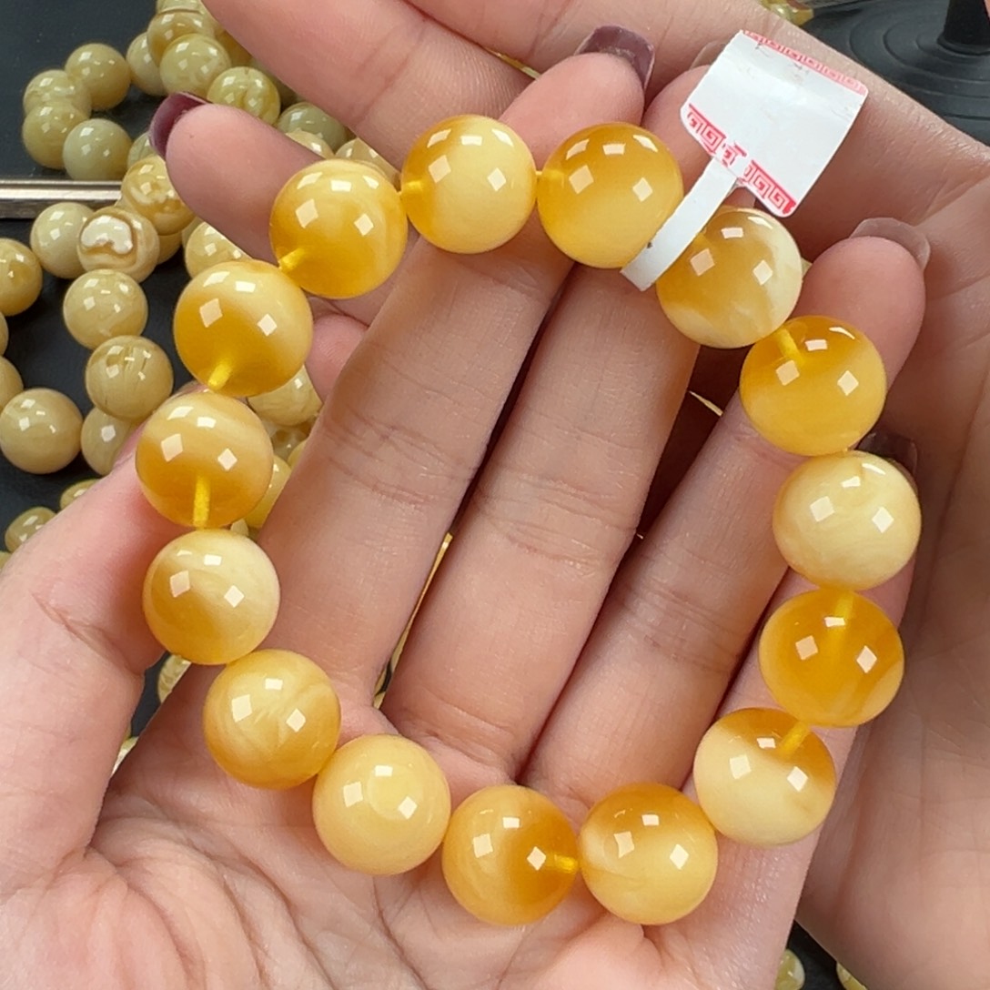 琥珀未镶嵌手链22金白