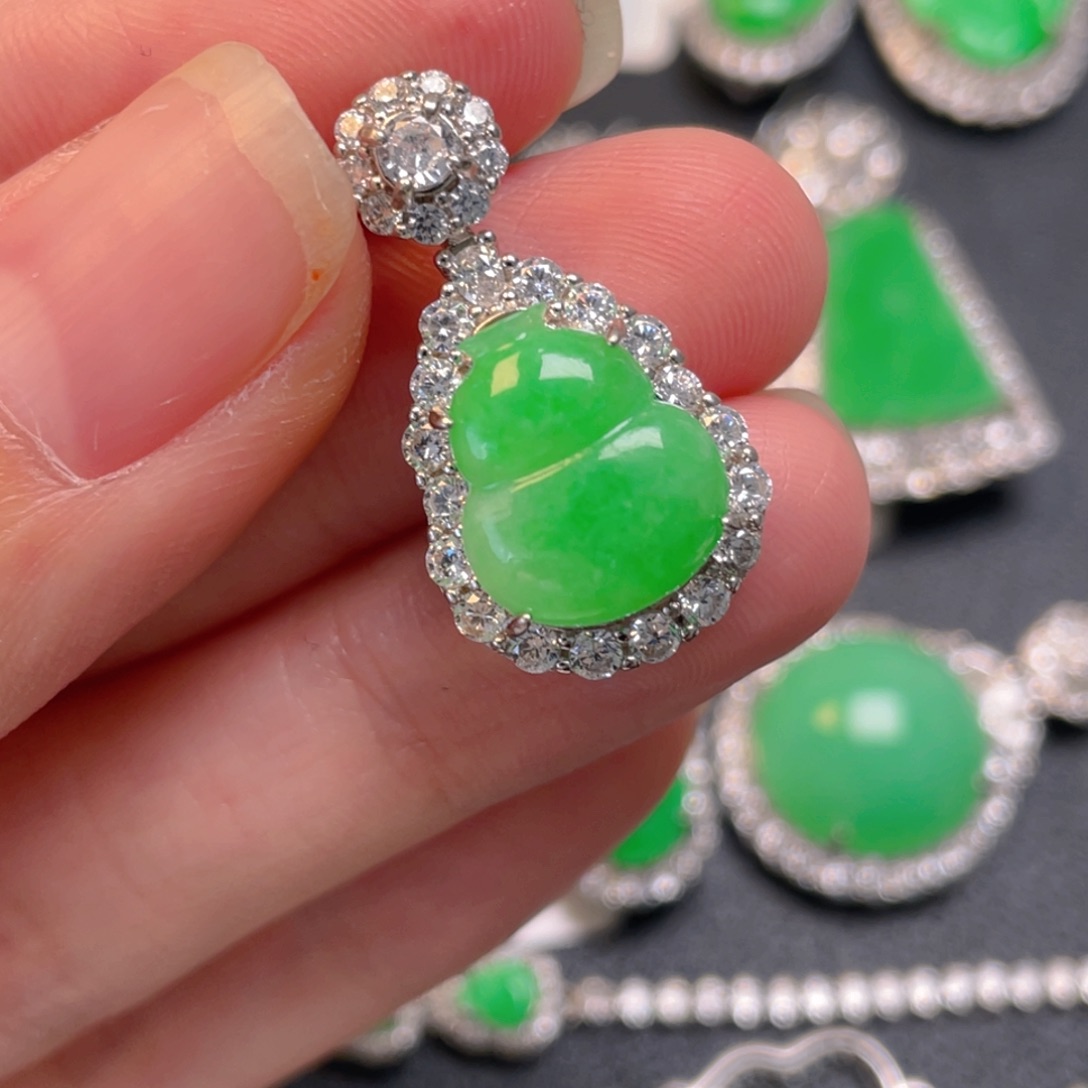 翡翠银S925镶嵌吊坠(不含链)