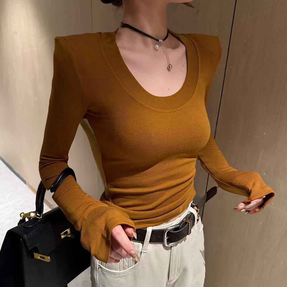 【卢77专属】冬季新款内搭加绒纯欲加厚T恤洋气打底衫女款秋冬