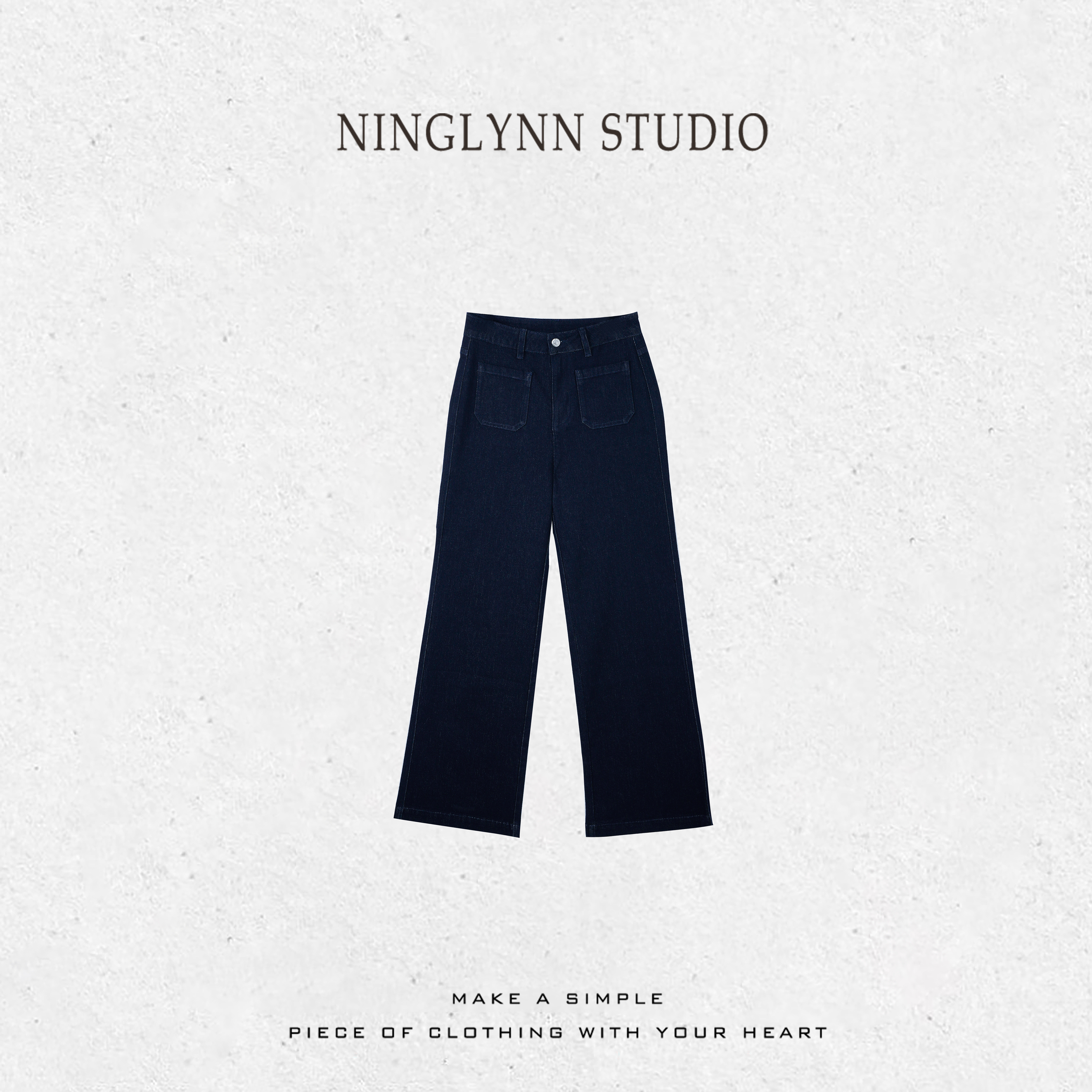 NINGLYNN STUDIO新款秋季印染中腰长裤女高弹力牛仔裤360167