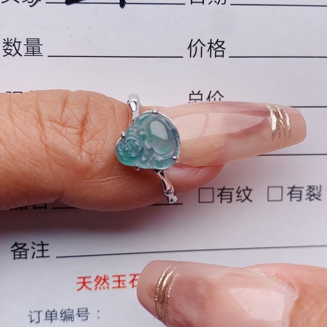 翡翠戒指银S925镶嵌戒指