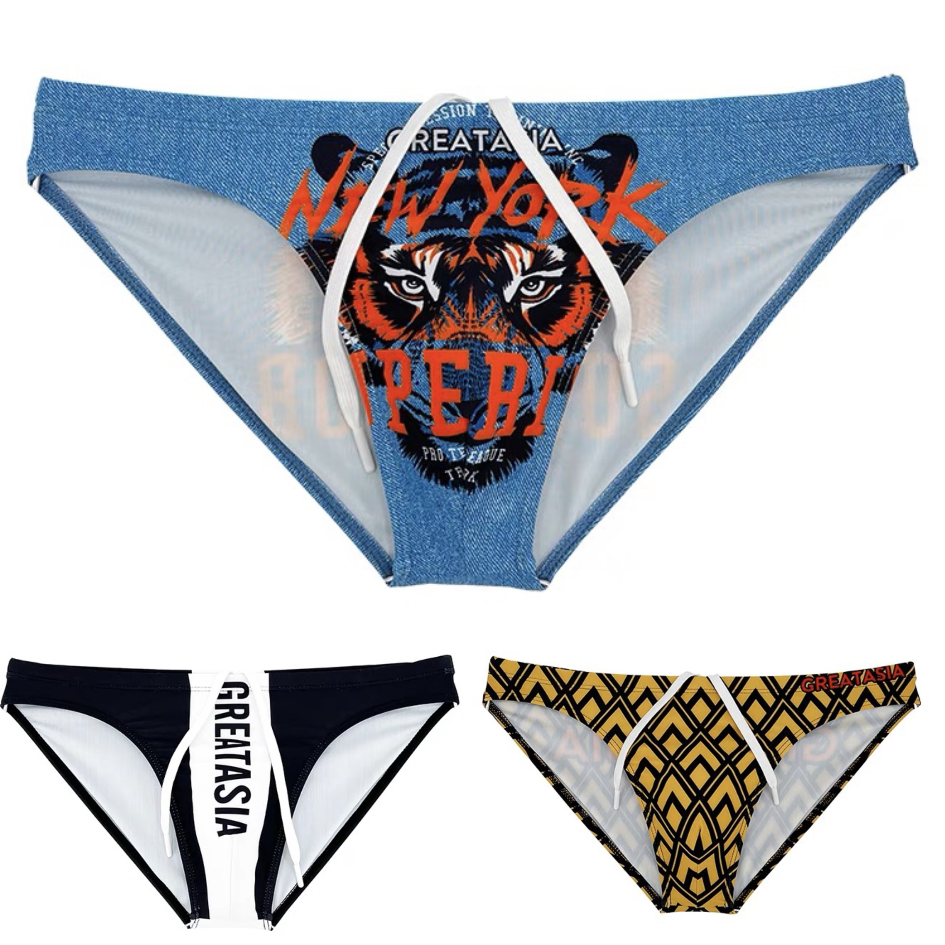 有绳花色三角泳裤汇总GreatAsia海锚君男士三角游泳低腰窄边成人