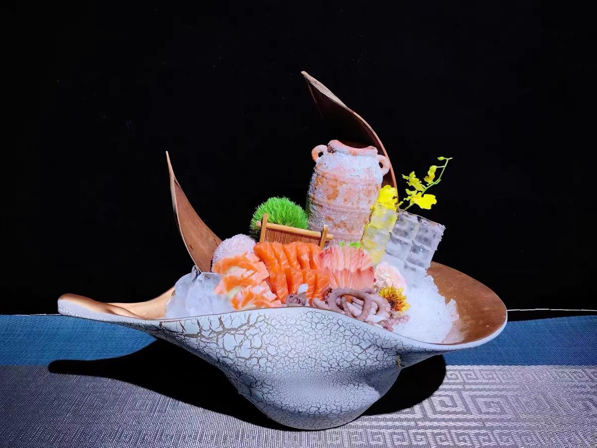 至上 批发刺身冰盘海鲜拼盘 创意日料餐具鱼生摆盘自助餐具火锅盘