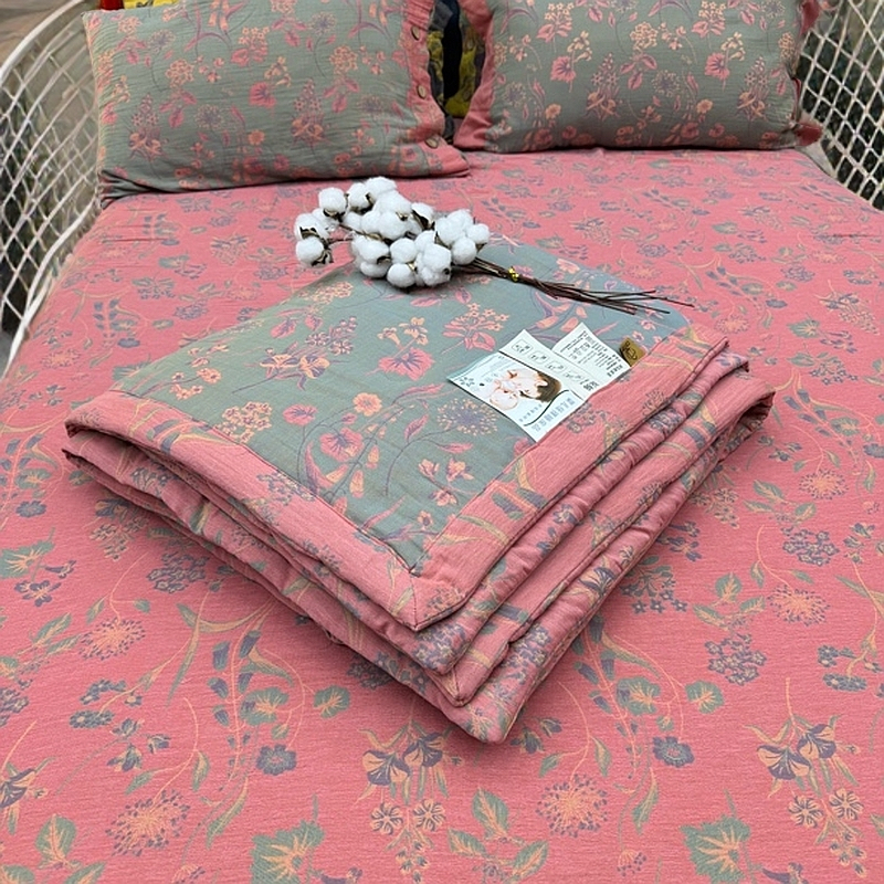 （丽平家-春.秋.夏被集合）全棉色织大提花双层纱a类母婴产品