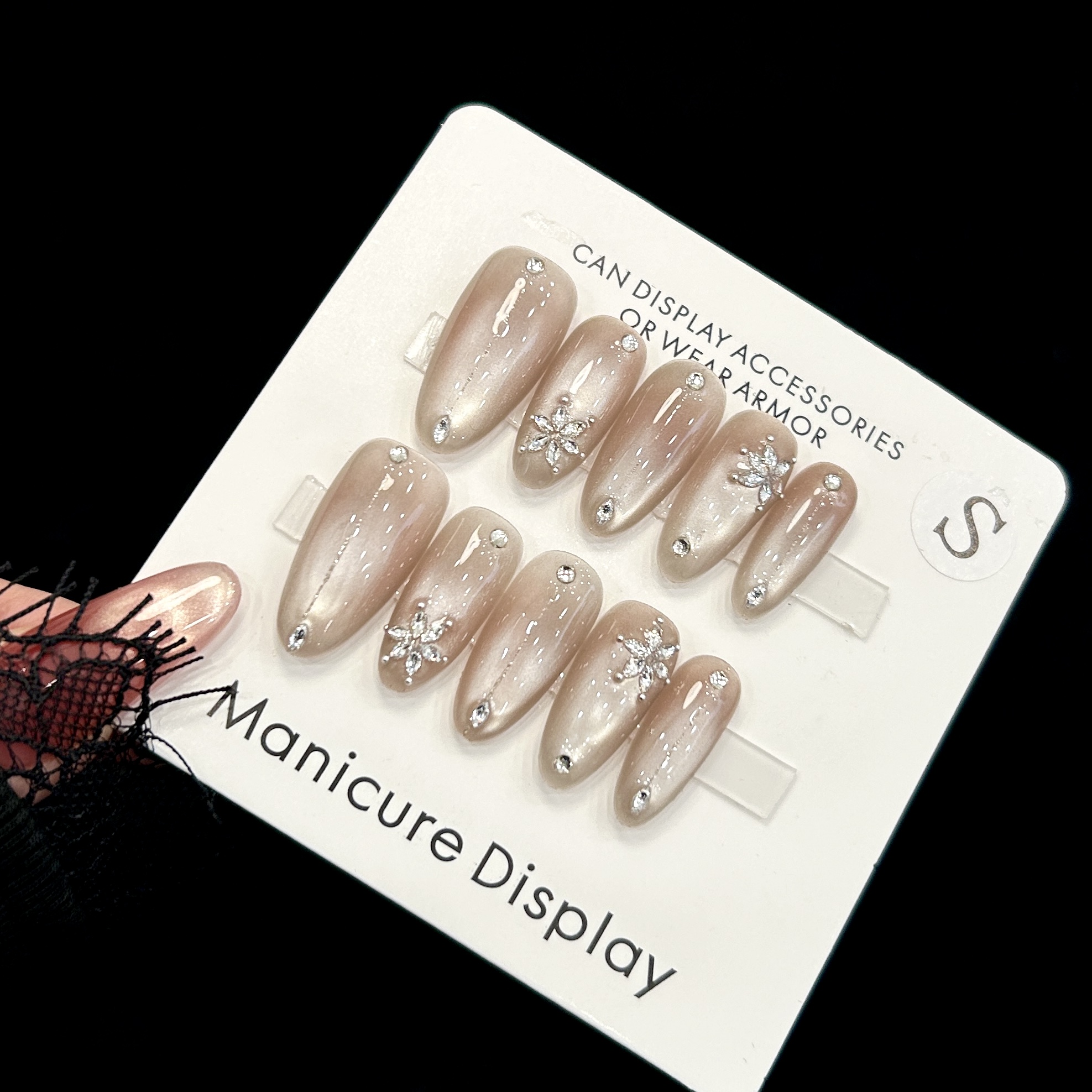 【冰雪花】蓝珊手工穿戴甲秋冬显白简约纯欲气质百搭美甲贴片