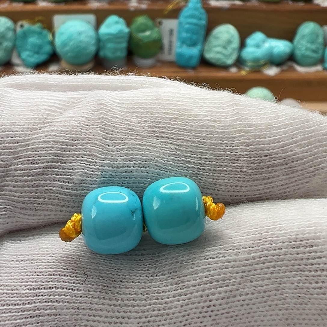 绿松石老型对珠 未镶嵌