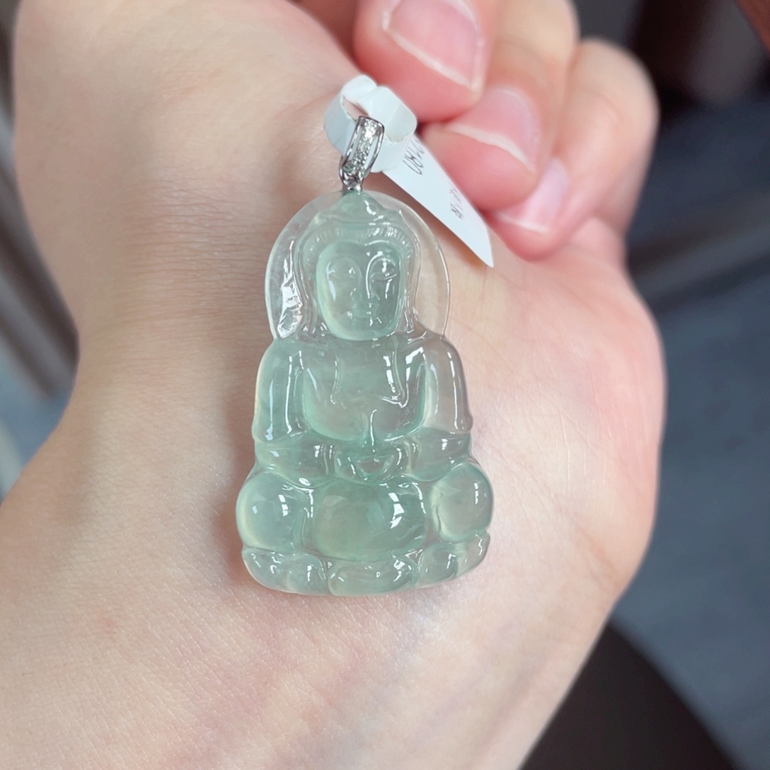 翡翠颈饰18K金镶嵌观音