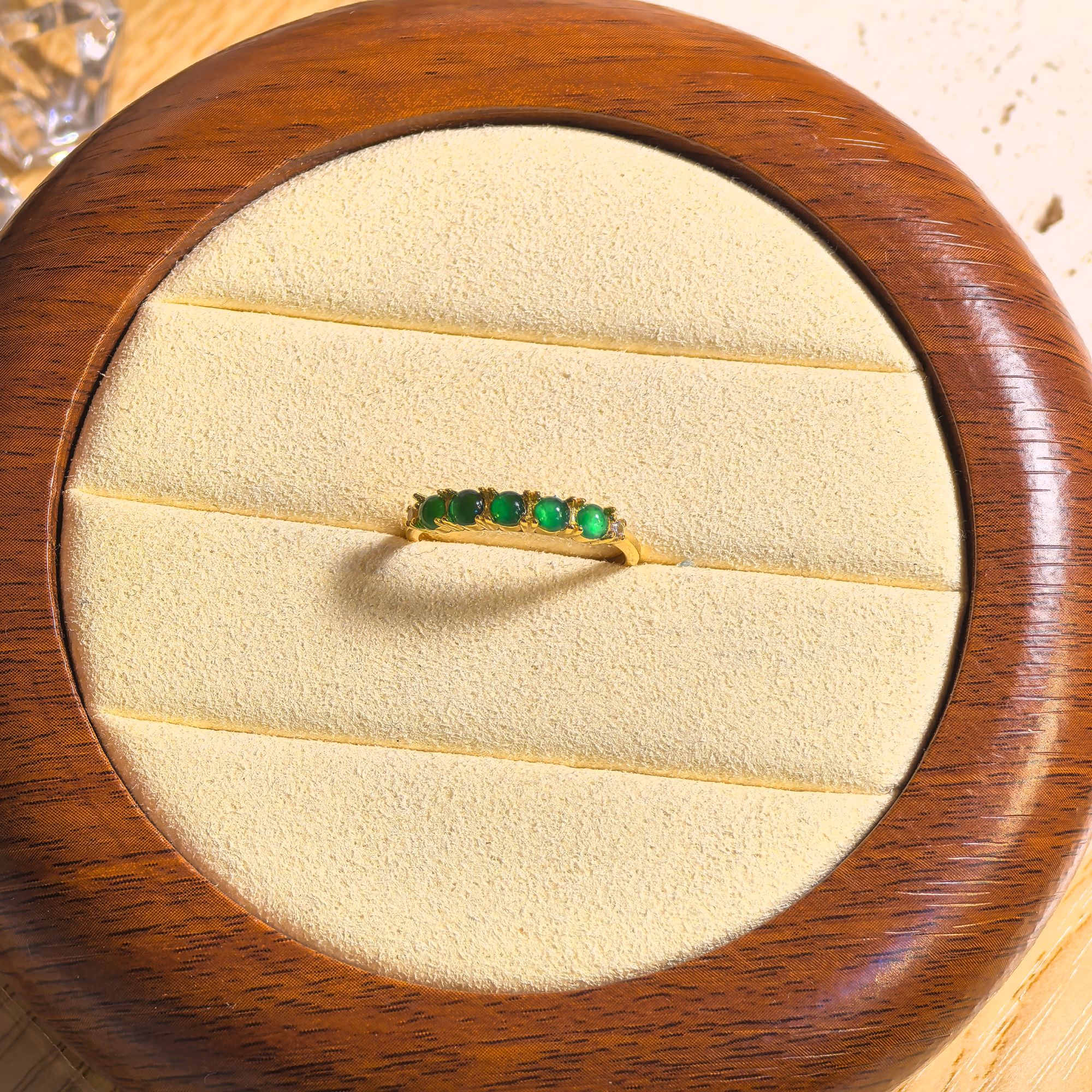 【田老师甄选】S925银天然翡翠排戒戒指（5粒）多样性发一