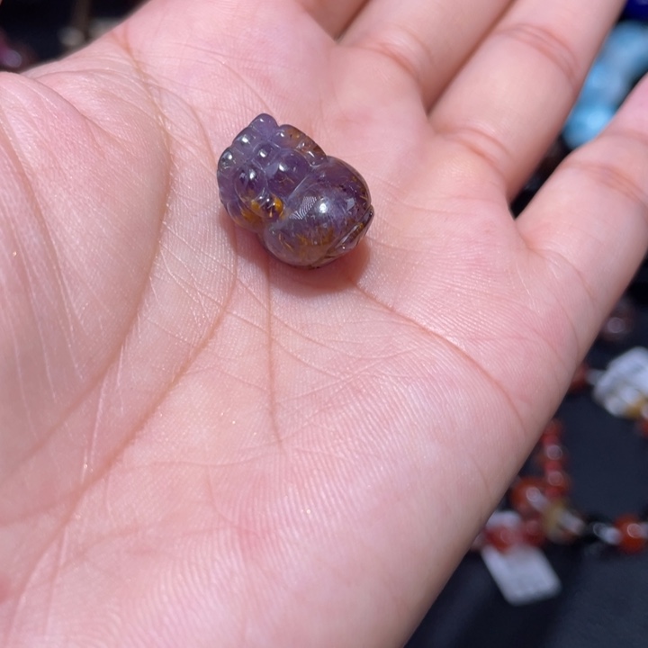 水晶颈饰未镶嵌极光紫钛貔貅