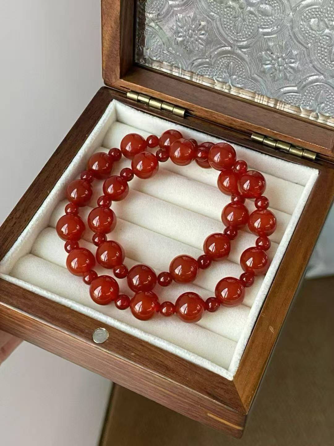 【许我耀眼 露思/许妍同款】天然红玛瑙双圈手串 10mm