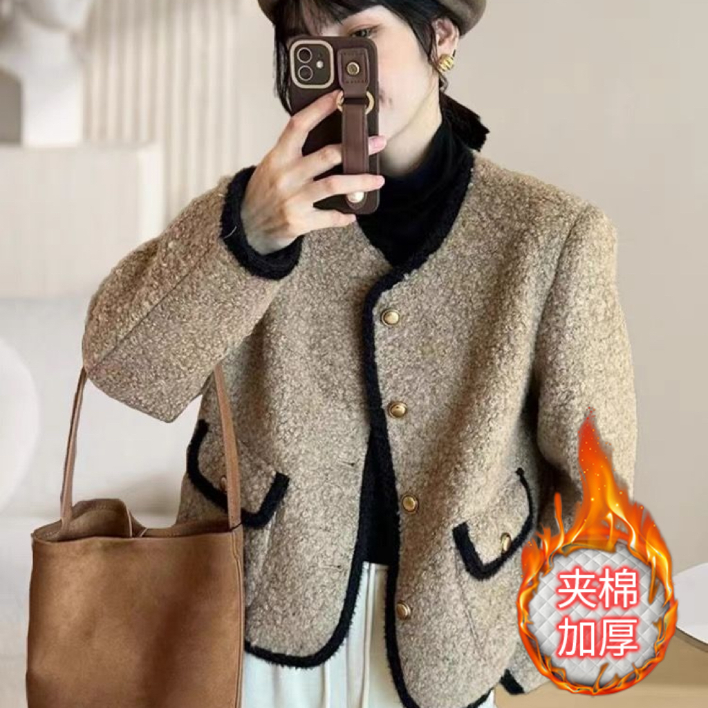 【当天发+运费险】法式仿羊毛小香风外套女秋冬气质短款上衣YN963