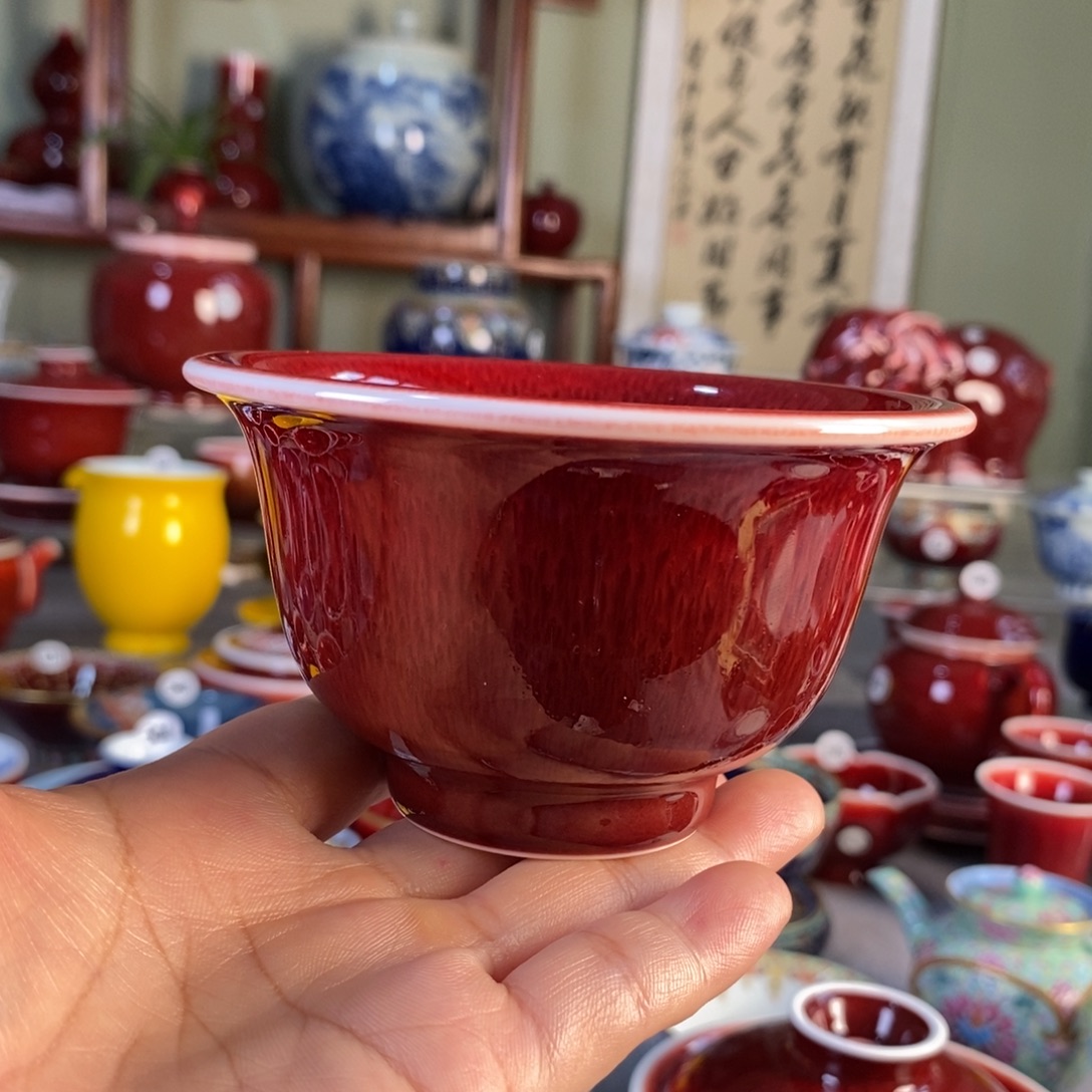 清欢雅玩原矿郎红大压手杯
