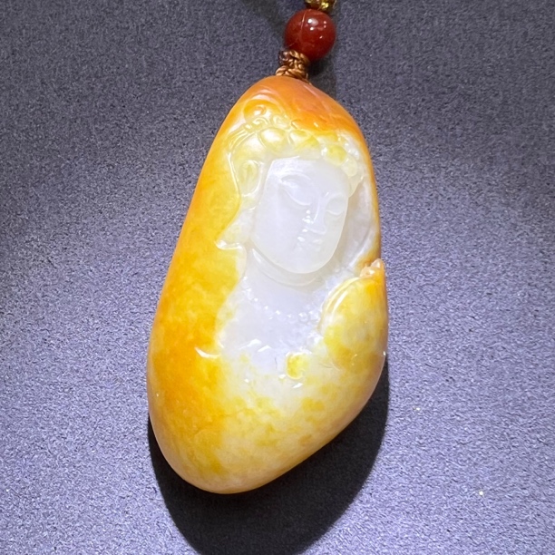 新疆玉龙喀什河红皮白肉观音 收藏级满红皮百搭时尚手工雕刻