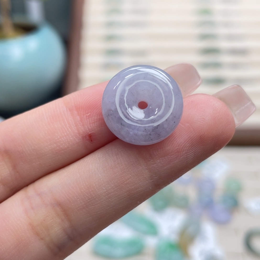 翡翠未镶嵌吊坠(不含链)a01冰紫乌鸡飘花平安扣