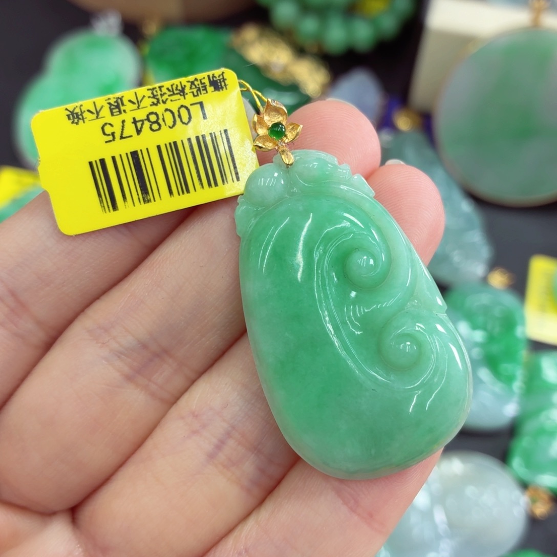 翡翠18K金镶嵌吊坠(不含链)