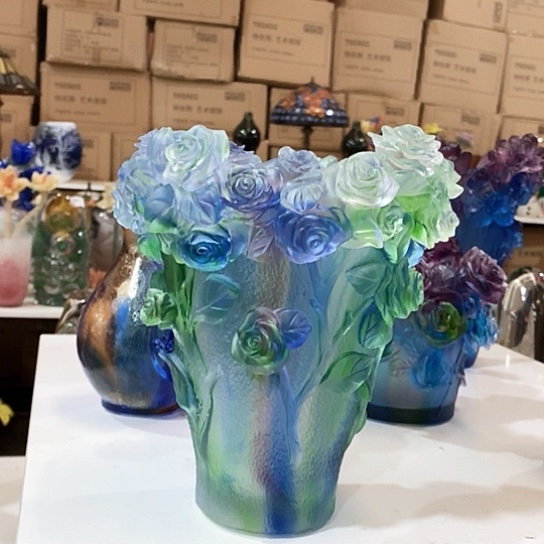 琉璃花瓶高19厘米口径11