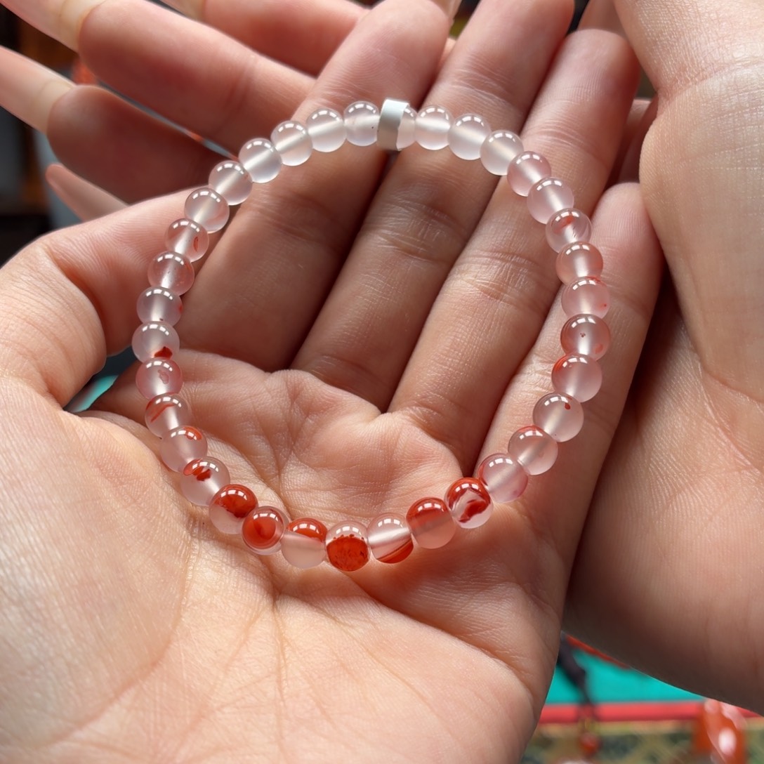 南红玛瑙未镶嵌手串原矿保山南红杨柳冰飘手串卡6+