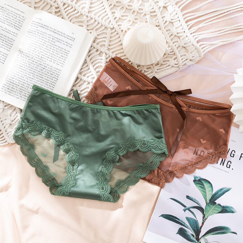 绑带性感蕾丝内裤女士网纱超薄性感诱惑火辣系带蝴蝶结三角短裤女