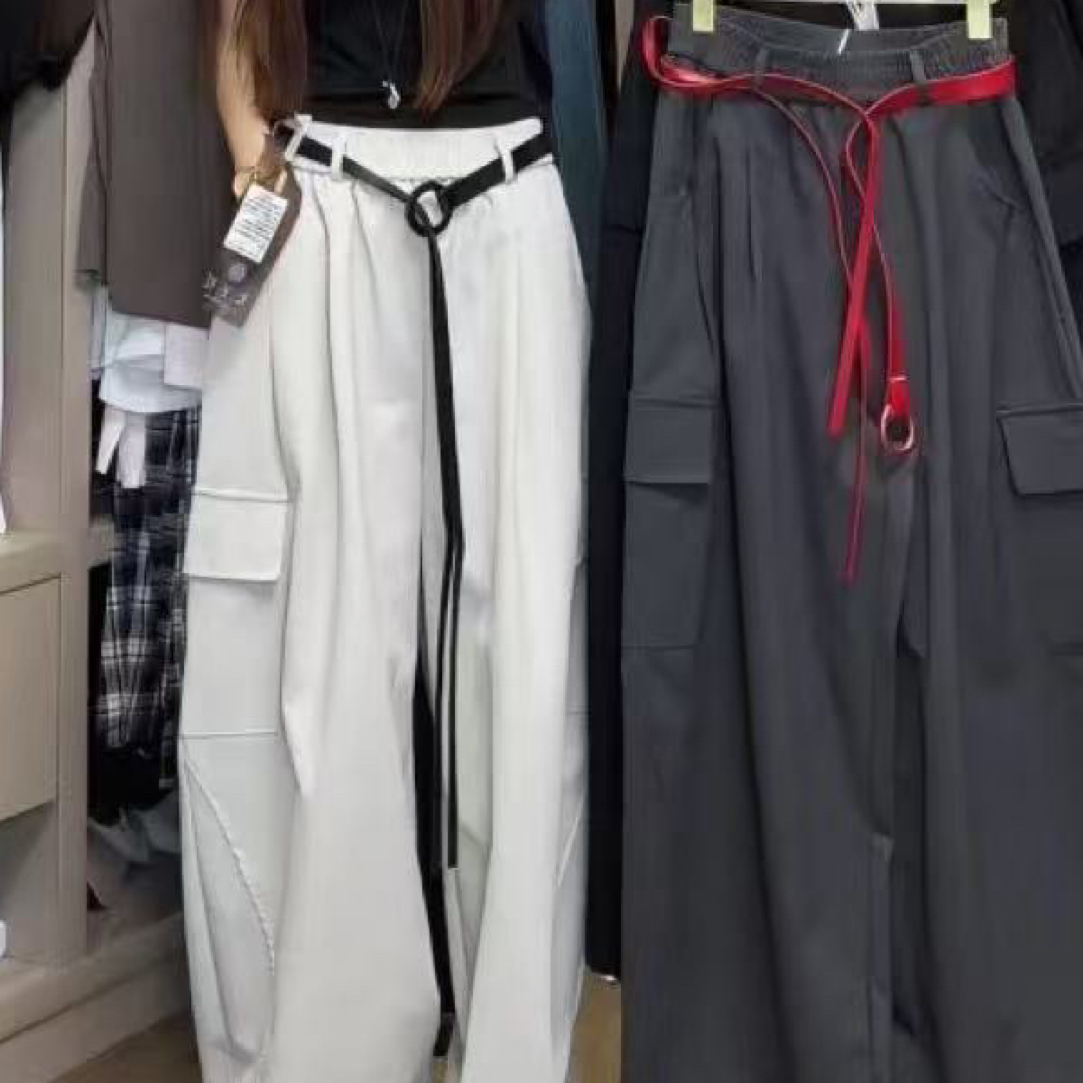 衣号店 秋款主播自留爆款设计款两穿皮带工装裤2202