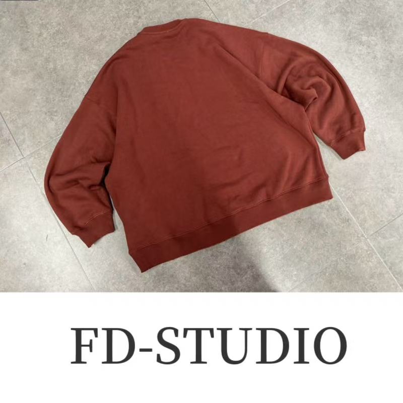 【梵町定制】FD50036秋冬新款磨毛加绒红色套头卫衣外套宽松百搭