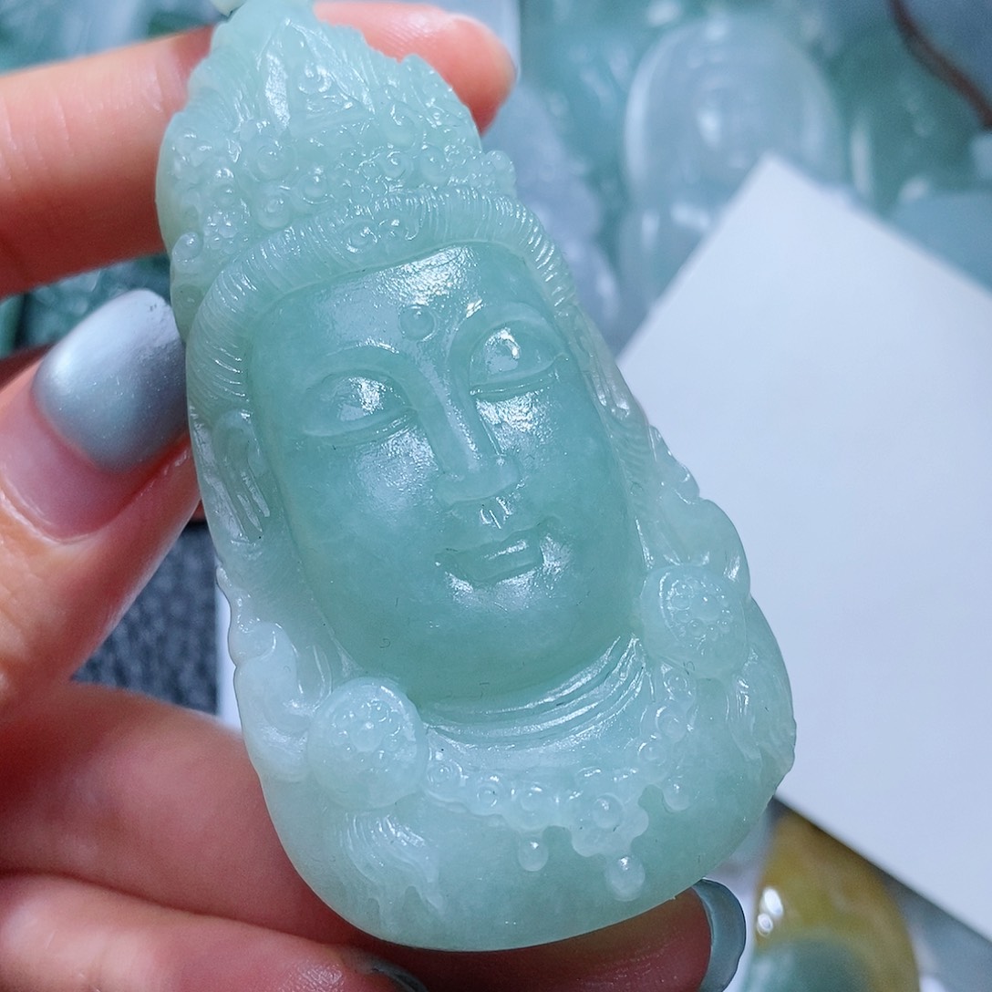 定制翡翠未镶嵌毛货付款后确认抛光