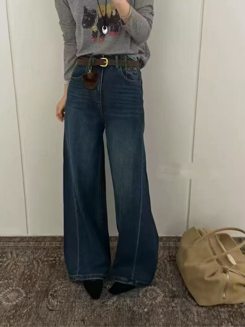 59821-3502 加绒加厚百搭窄版直筒牛仔裤