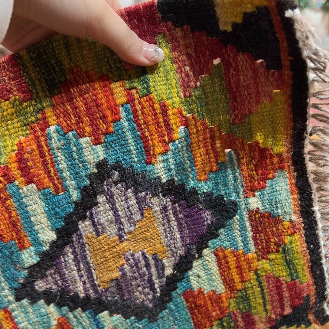 羊毛35*35左右阿富汗手工羊毛地毯