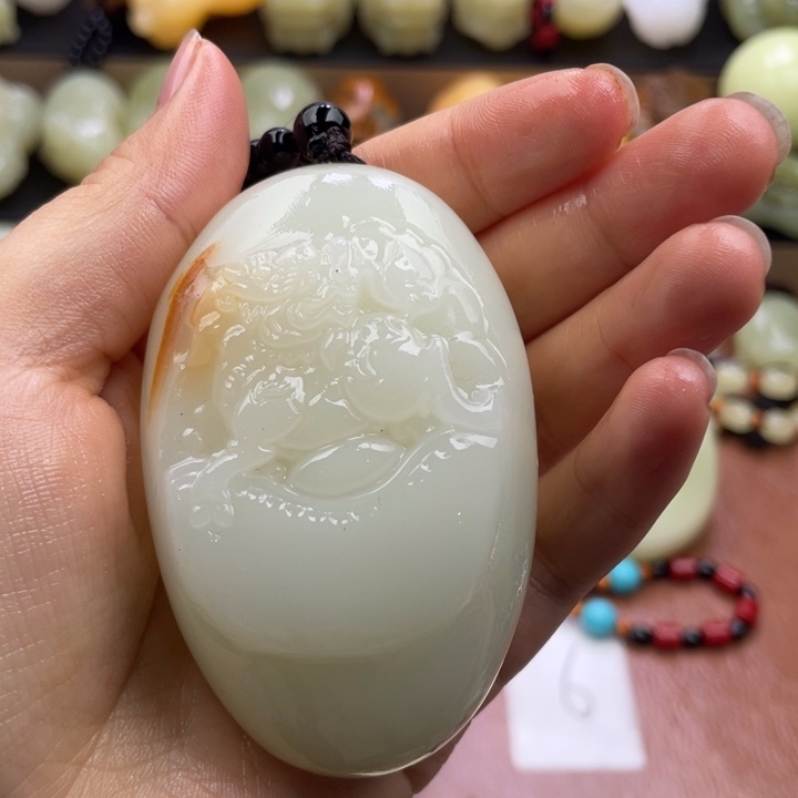 用***4石材天然古青石手把件