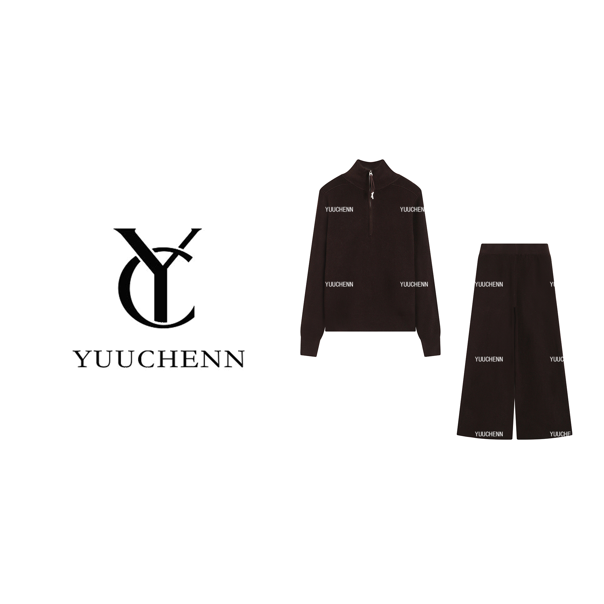 YUUCHENN“秋分闪电”羊毛时尚女士套装针织百搭时尚开衫25C-W80160