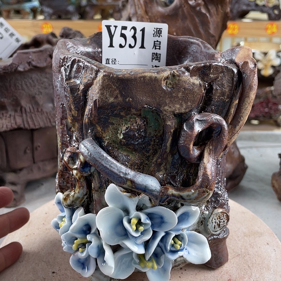 紫砂花盆景德镇陶瓷花盆531